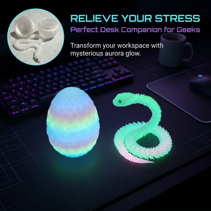 Luminous Rainbow Snake Egg Animal Game Set, 2pcs